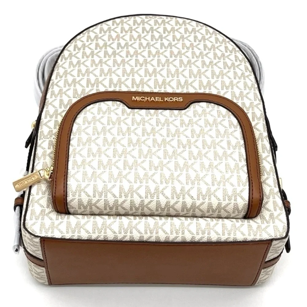 Michael Kors Jaycee Medium Zip Packet Backpack Vanilla/Brown